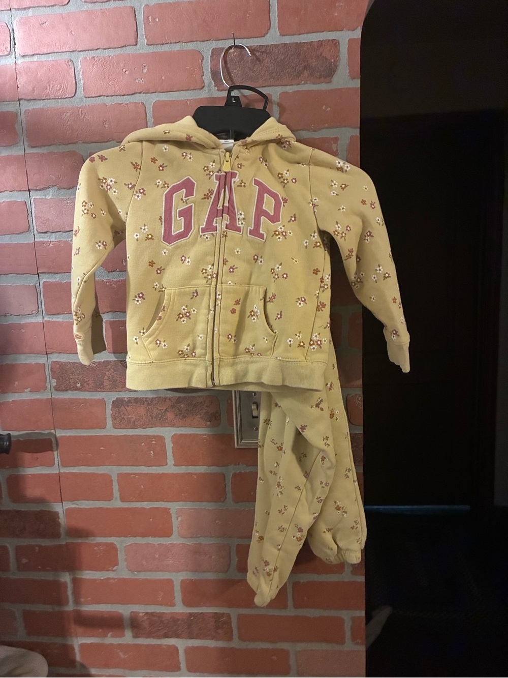 GAP Mustard Floral Zip Hoodie and Joggers Set